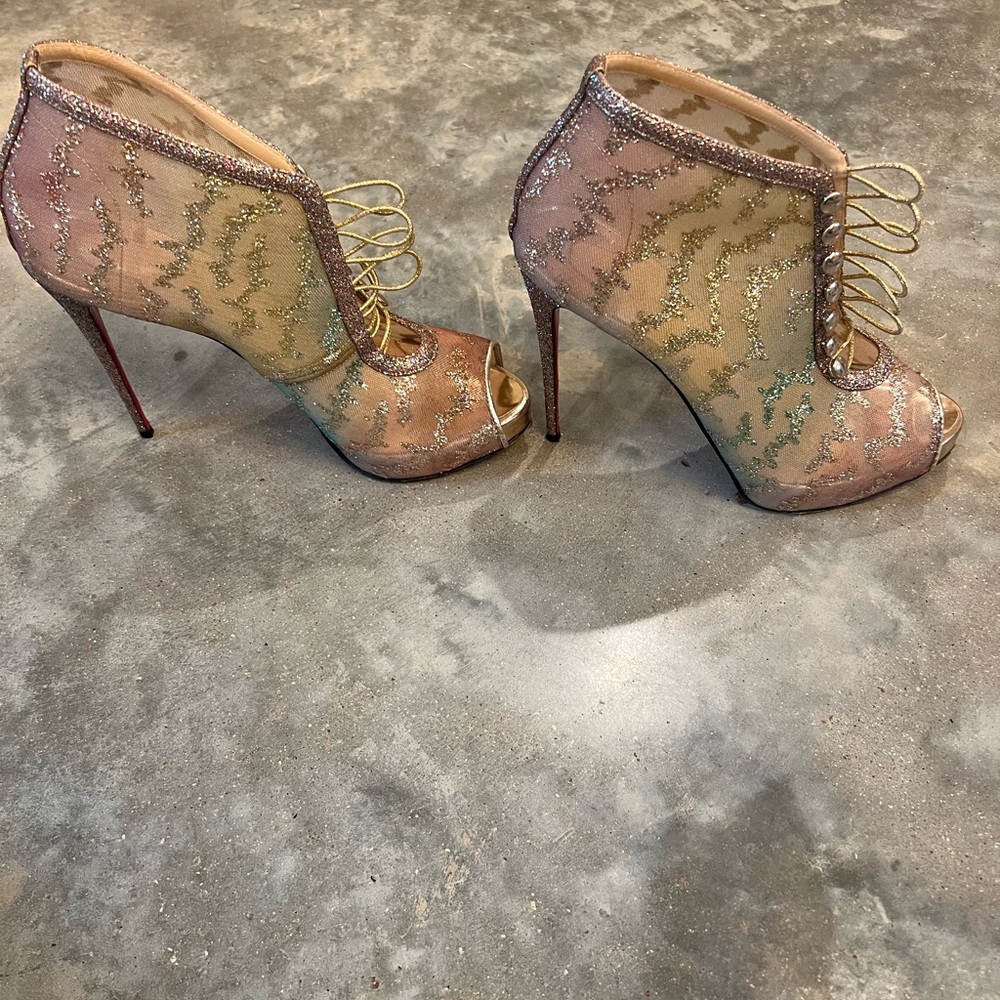 Authentic Christian Louboutins iridescent buckle up heels - Picture 10 of 10